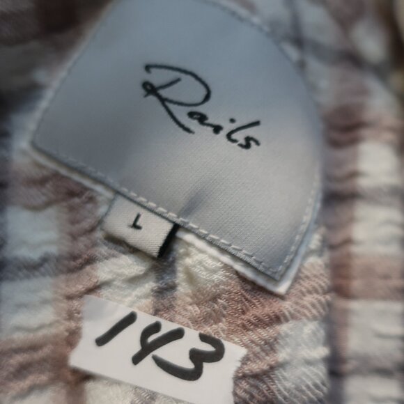 Womens Rails Taupe, Gray, White Plaid Button Down Shirt L - Picture 6 of 6